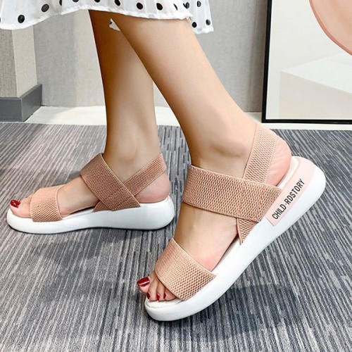 Fairy Style Elastic Strappy Open Toe Women Sports Sandals - Pink |image