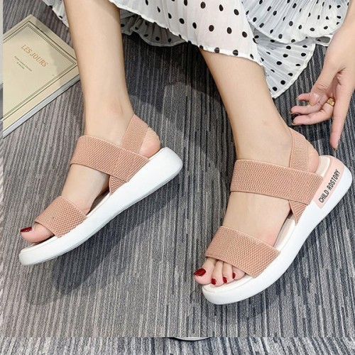 Fairy Style Elastic Strappy Open Toe Women Sports Sandals - Pink |image