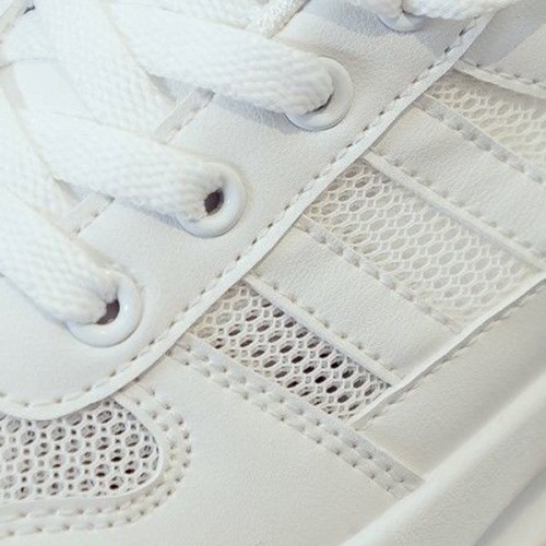 Light Open Heels Slip On Flat Canvas Laces Women Sneakers - White |image