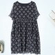 Elegant Loose Pullover Trumpet Sleeve Round Neck Floral Midi Dress - Black |image