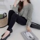 Leisure Style Square Collar Spaghetti Long Puff Sleeves Blouse Women Top - Grey |image