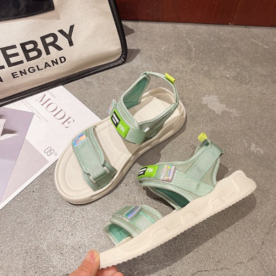 Comfortable Non Slip Soft Bottom Sports Velcro Closure Sandals - Green |image