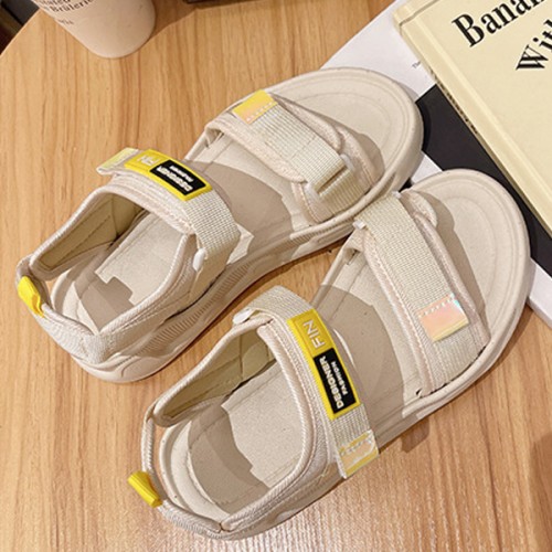 Comfortable Non Slip Soft Bottom Sports Velcro Closure Sandals - Cream |image