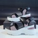 Platform Sponge Wedge Strappy Velcro Closure Sports Sandals - Pink |image