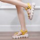 Platform Thick Soled Open Toe Sawtooth Buckle Closure Sandals - Yellow |image