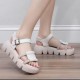 Platform Thick Soled Open Toe Sawtooth Buckle Closure Sandals - Cream |image