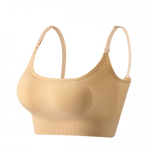 Detachable Mold Cup Sporty Sling Shape Women Bra Set - Cream |image
