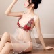 Lace Deep Floral V-neck See-through Sleepwear G-string Nightwear - White |image