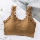 Fairy Style Beauty Back Camisole Lace Wrapped Sports Bra - Brown