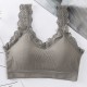 Fairy Style Beauty Back Camisole Lace Wrapped Sports Bra - Grey