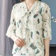 Leisure Fashion Floral Bow V-neck Flare Sleeve Blouse Women Shirt - Cream |image