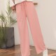 Comfortable Solid Palazzo Lace Up Wide Leg Trouser Pants - Pink |image