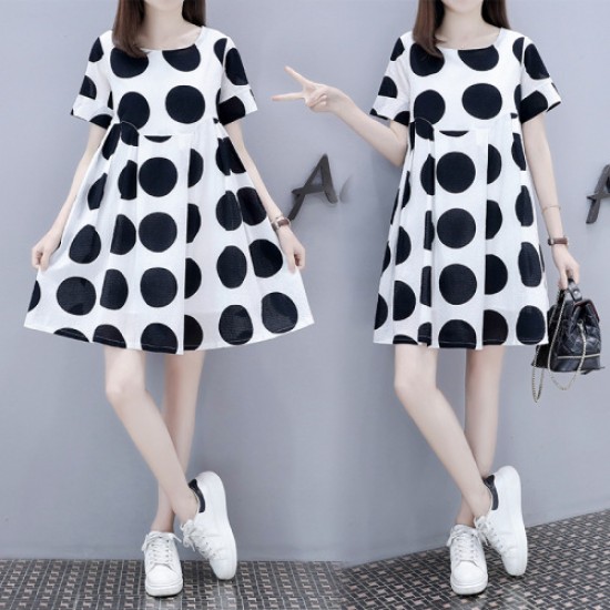 show image for Trendy Oversized Bold Polka Dot Mini Dress - White Trendy Oversized Bold Polka Dot Mini Dress - White |image