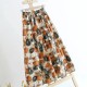 Women Floral Print Cotton Casual Elastic High Waist Skirts - Orange |image