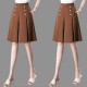 Classic Brown Panel Skirt with Decorative Buttons