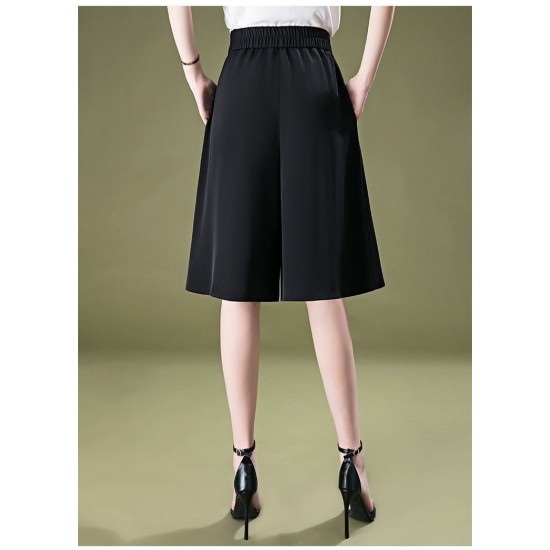 Classic Black Panel Skirt with Decorative Buttons |image
