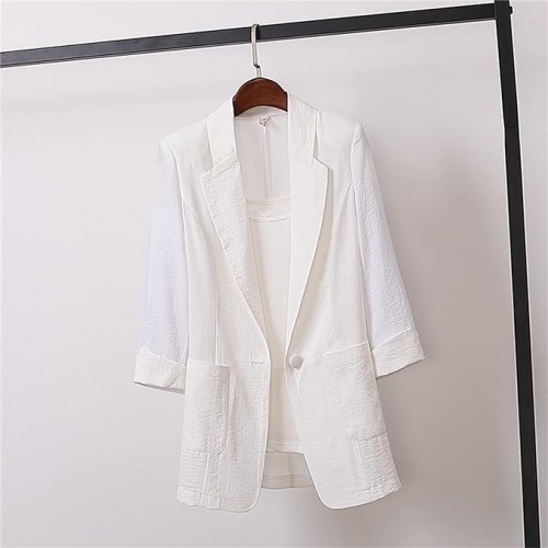 Women Crisp White Summer Blazer with Casual Elegance |image