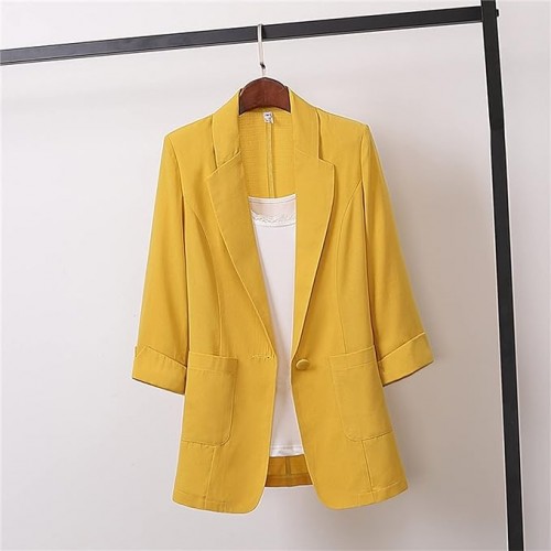 Women Crisp Yellow Summer Blazer with Casual Elegance |image