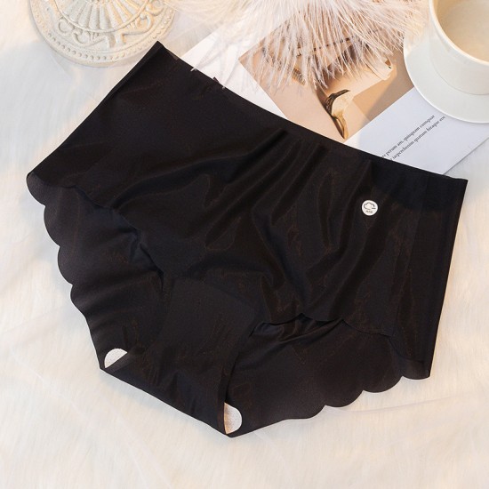 Women Solid Color Ultra-Thin Seamless Underwears - Black |image