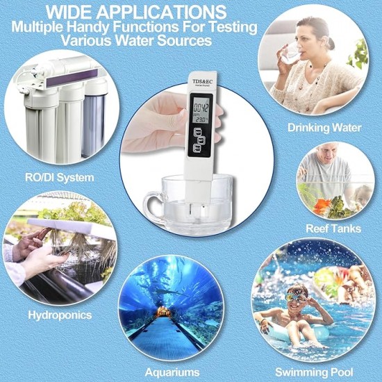 3-in-1 digital TDS, temperature, and EC meter for high accuracy in hydroponics and drinking water quality testing