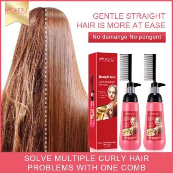 Mokeru Argan Oil and Keratin Straighten Hair Cream for smooth, sleek hair transformation