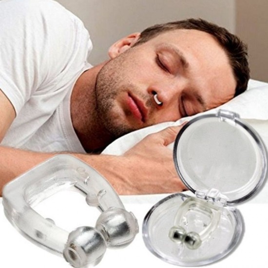 Magnetic silicone anti-snore nose clip designed for comfortable sleep aid and apnea relief