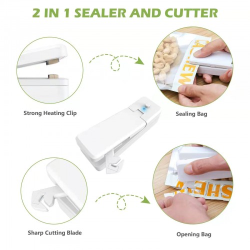 2-in-1 USB Rechargeable Mini Bag Sealer Heat Sealer with Cutter Knife |image