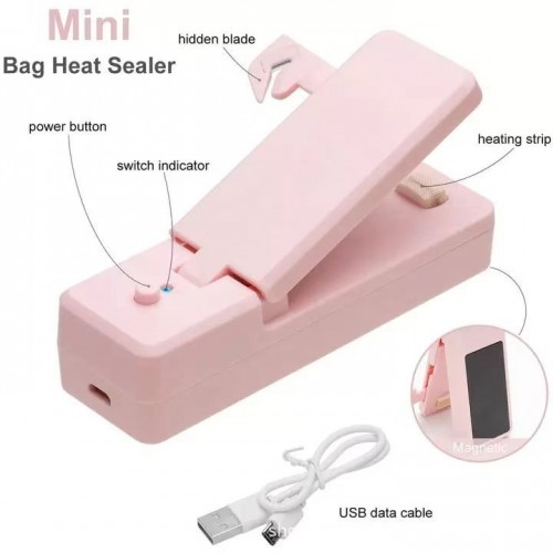2-in-1 USB Rechargeable Mini Bag Sealer Heat Sealer with Cutter Knife |image