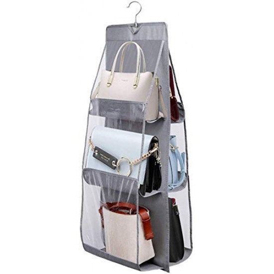 Six-pocket handbag organizer, dust-proof and space-saving, with a convenient hanging hook for organized storage Six-Pocket Handbag Organizer Dust-Proof Space-Saving Bag Holder with Hanging Hook |image