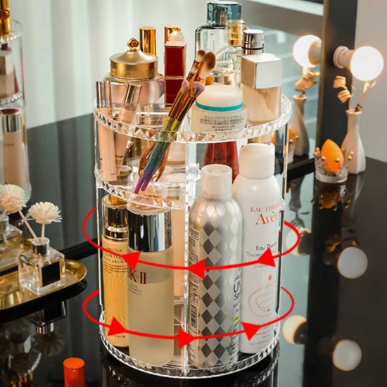 Large capacity 360 rotating makeup organizer, cosmetic display holder stand for efficient and stylish organization Large Capacity 360 Rotating Makeup Organizer Cosmetic Display Holder Stand |image