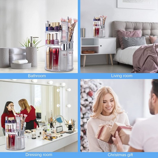 Large capacity 360 rotating makeup organizer, cosmetic display holder stand for efficient and stylish organization Large Capacity 360 Rotating Makeup Organizer Cosmetic Display Holder Stand |image