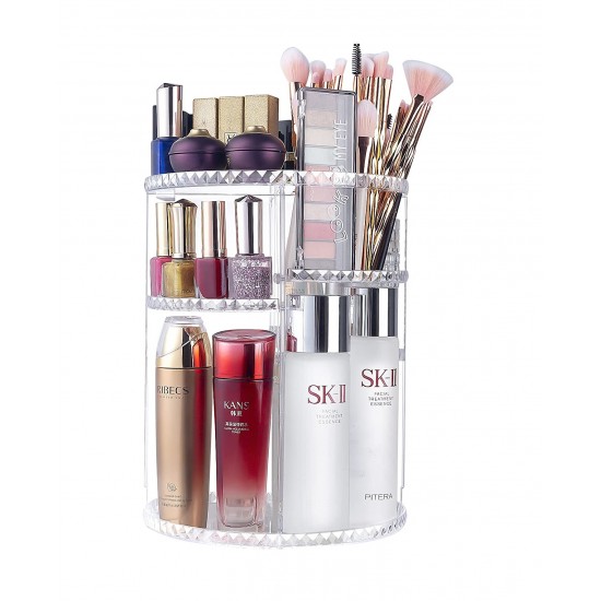 Large capacity 360 rotating makeup organizer, cosmetic display holder stand for efficient and stylish organization Large Capacity 360 Rotating Makeup Organizer Cosmetic Display Holder Stand |image