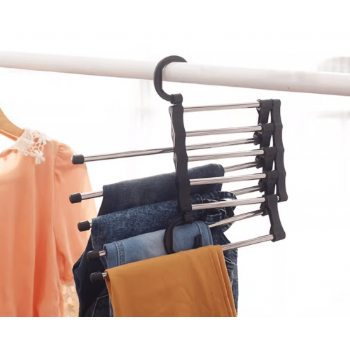 Stainless Steel Pants Hanger in Compact Design for Closet Efficiency Compact Stainless Steel Pants Hanger - Efficient Closet Storage Solution |image