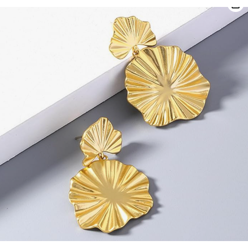 Gold Flower Earrings For Women Exaggerated Party Jewelry |image