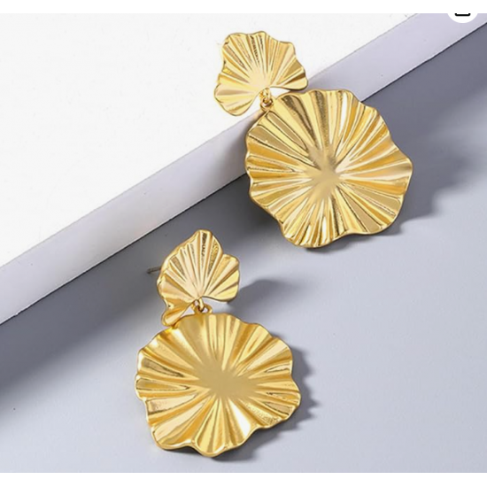 Gold Flower Earrings For Women Exaggerated Party Jewelry |image