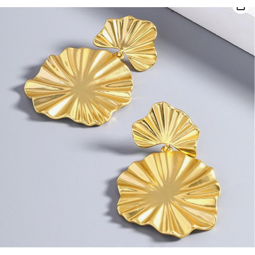 Gold Flower Earrings For Women Exaggerated Party Jewelry |image