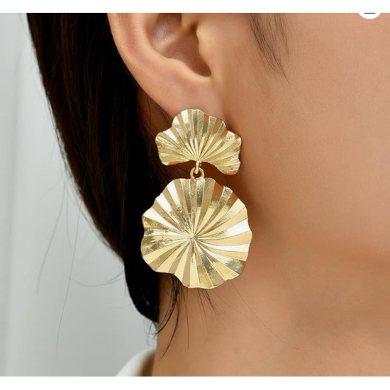 Gold Flower Earrings For Women Exaggerated Party Jewelry |image