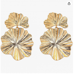 Gold Flower Earrings For Women Exaggerated Party Jewelry