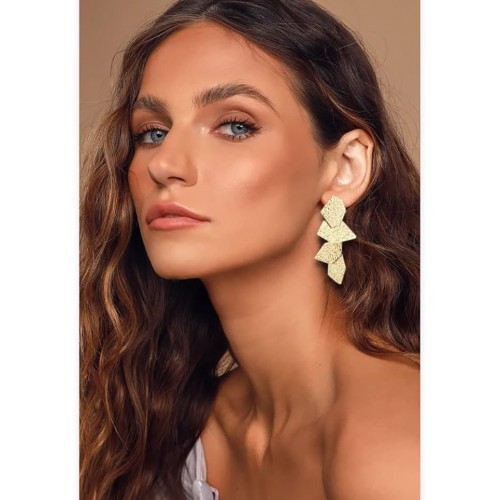 Gold Leaf Earrings Luxurious Elegance For Woman |image