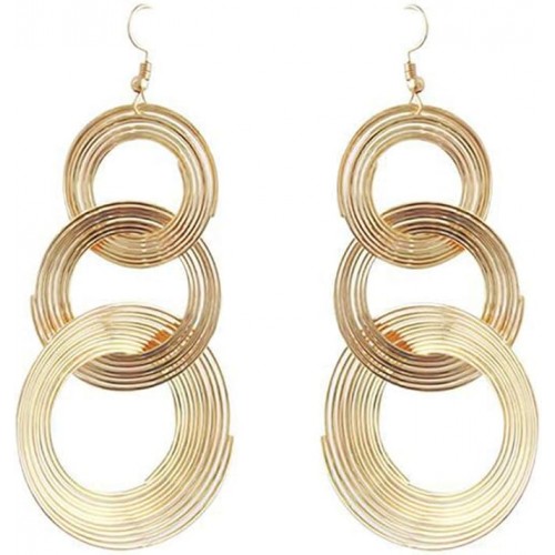 Multi Layers Alloy Large Circle Ear Drop Dangle Women Hook Earrings |image