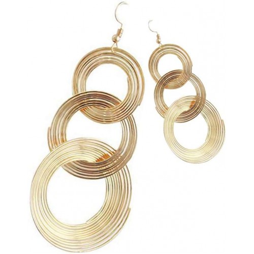 Multi Layers Alloy Large Circle Ear Drop Dangle Women Hook Earrings |image