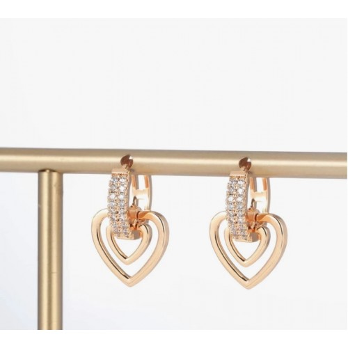 Stylish Drop Earrings With Rhinestone Heart Decor Gold