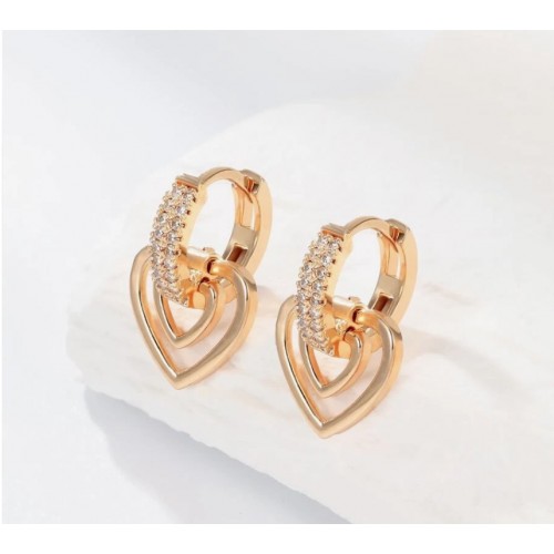 Stylish Drop Earrings With Rhinestone Heart Decor Gold