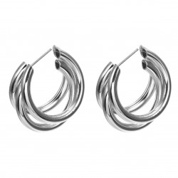  Latest Stylish Triple Hoop Earrings For Women And Girls-Silver