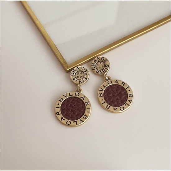 Elegant Roman Numeral Drop Earrings-Red |image