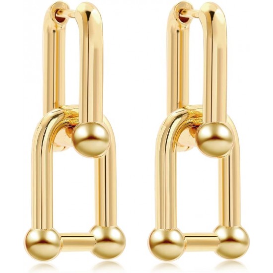 Gold Plated U Shape Chunky Circle Hoop Earrings |image