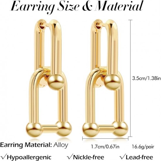 Gold Plated U Shape Chunky Circle Hoop Earrings |image