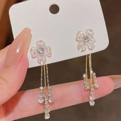 Flower And Tassel  Drop Earrings Unique Design For Women