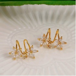Elegant Gold Plated Inlaid Rhinestones Flower Earrings Cool Wind