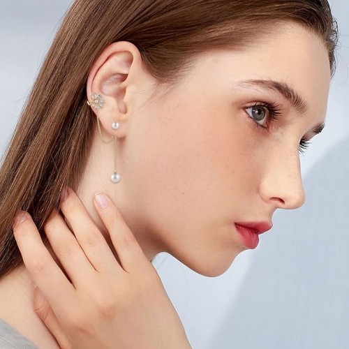 Trendy Light Luxury Exquisite Rhinestone Flower Pearl Earrings |image